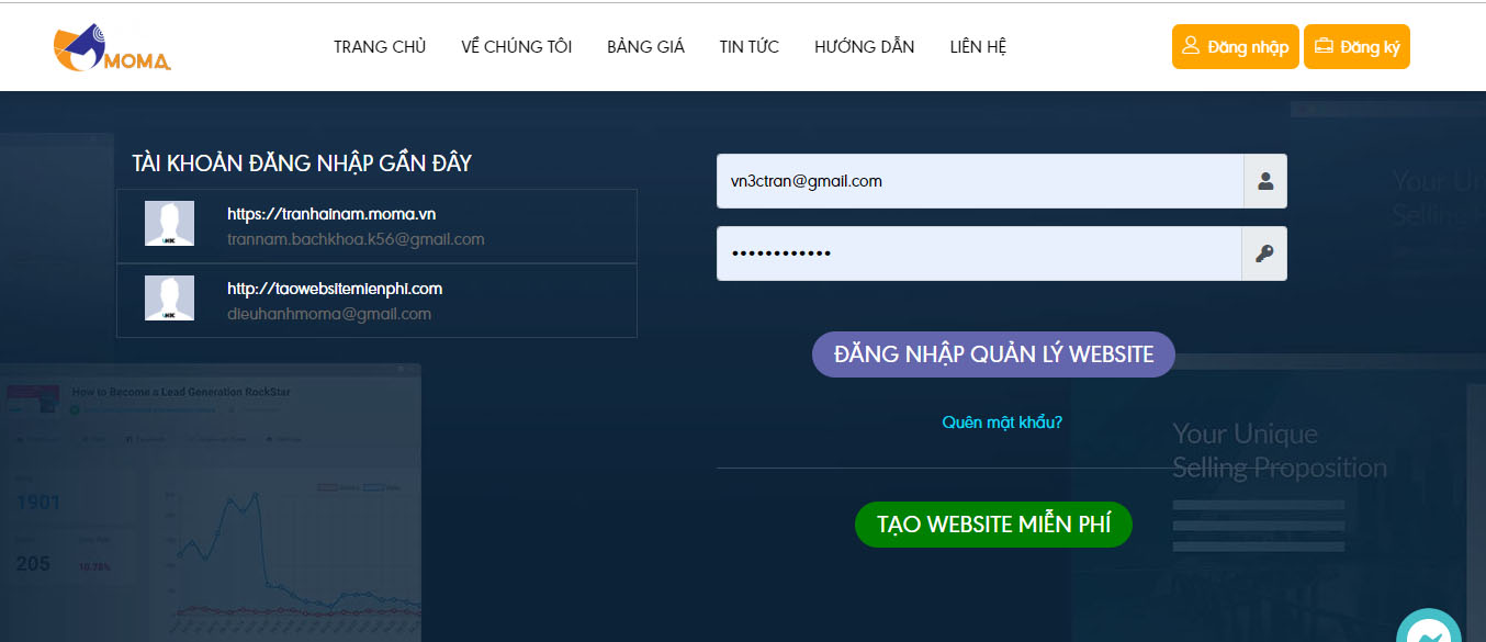 tạo website bán hàng miễn phí với ngành du lịch